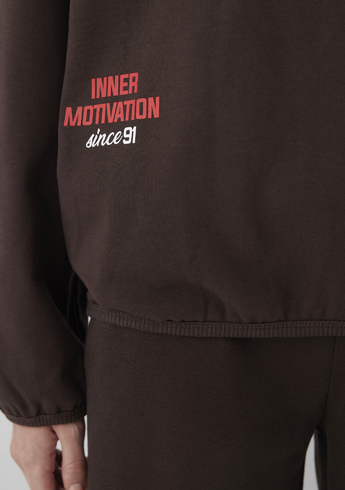 Mavi Kapüşonlu Kahverengi Sweatshirt görsel 8