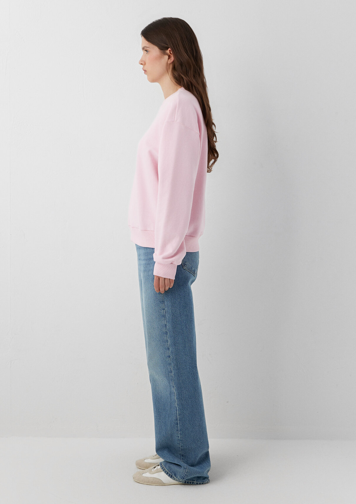 Mavi Kedi Baskılı Pembe Sweatshirt görsel 3