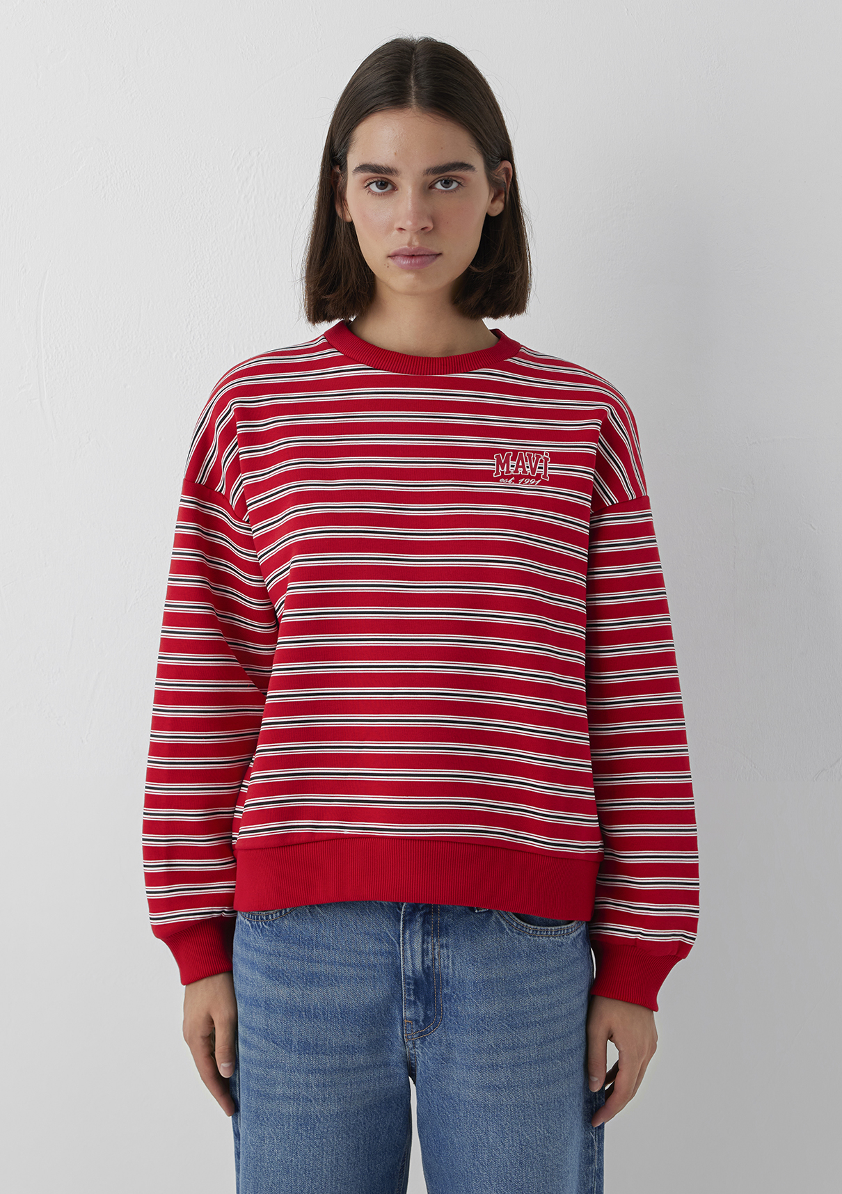 Mavi Kırmızı Sweatshirt görsel 4