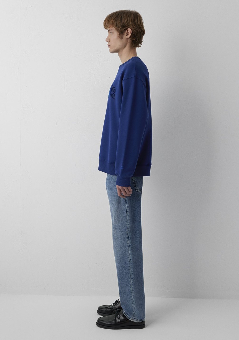 Erkek Mavi Jeans Baskılı Lacivert Sweatshirt