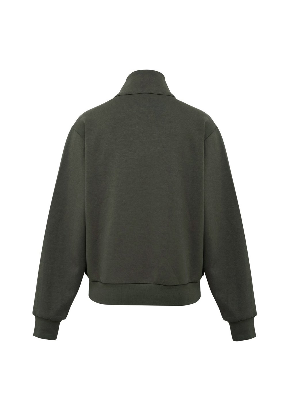 Kadın Mavi Logo Yarı Fermuarlı Haki Sweatshirt