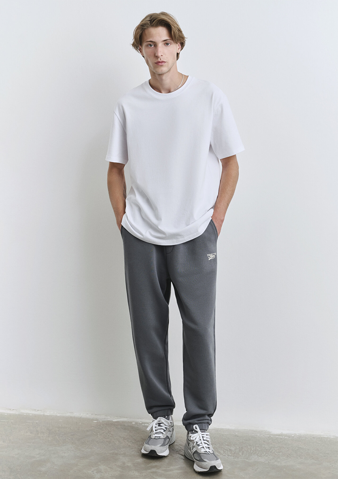 Erkek Mavi Baskılı Antrasit Eşofman Altı