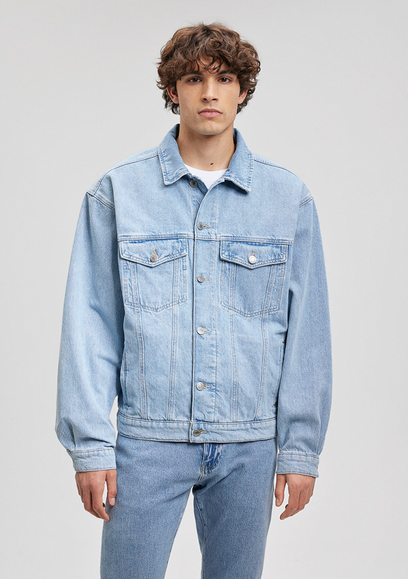 Ryan Casual Açık Mavi Jean Ceket - Mavi