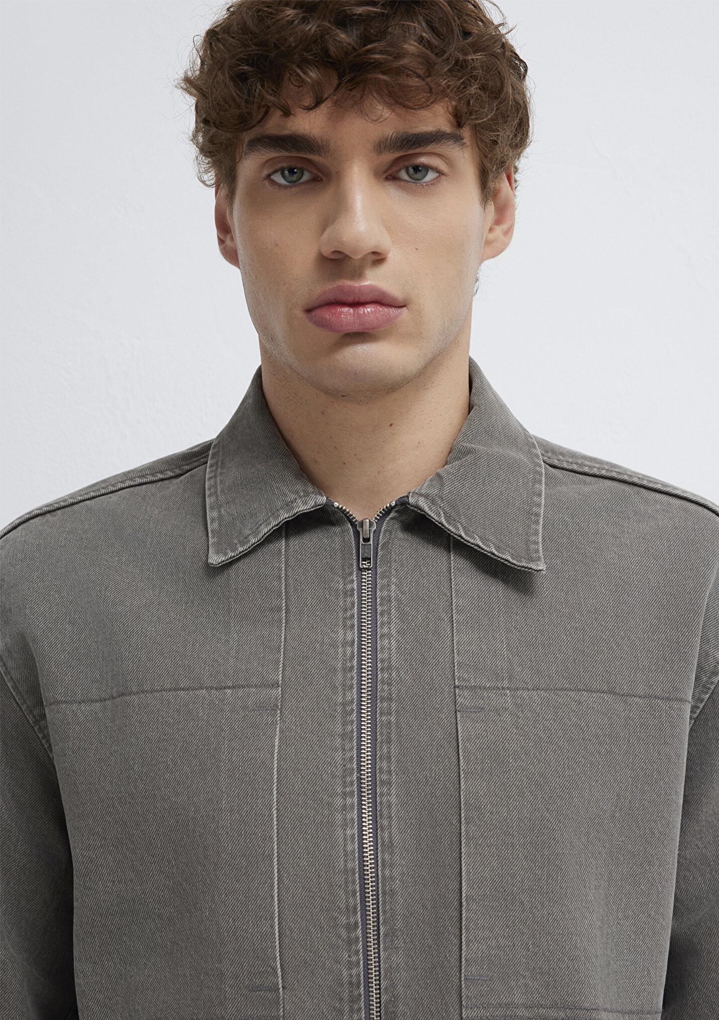 Erkek Fermuarlı Antrasit Gömlek