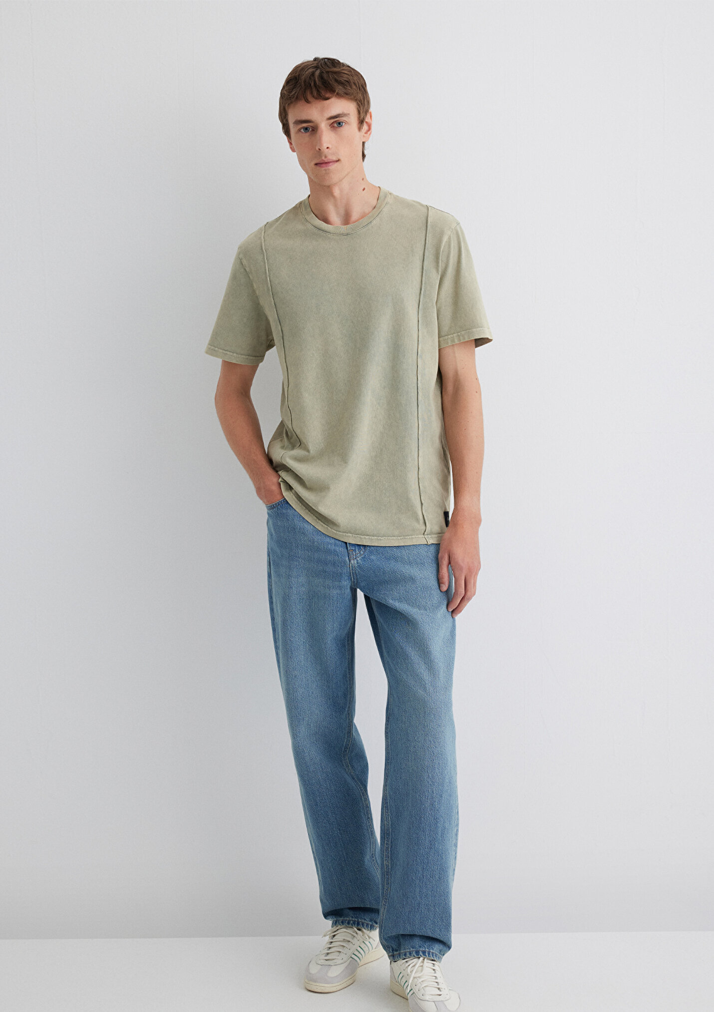 Outlet Erkek Dikiş Detaylı Yeşil Tişört