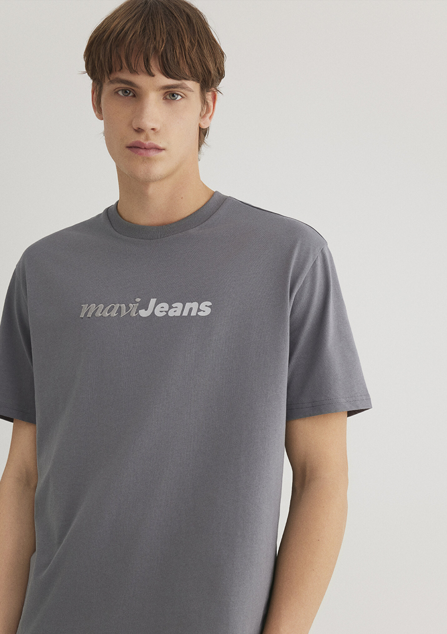 Mavi Jeans Nakışlı Gri Tişört - Mavi