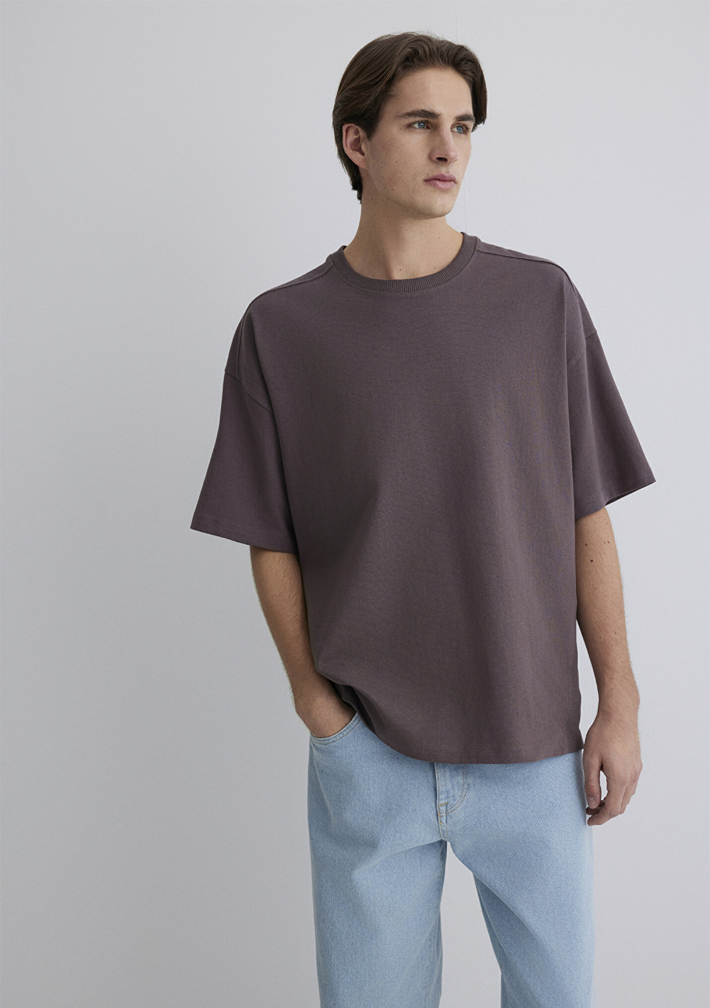 malvarzboraymi様 Outlet Erkek Mor Basic Tişört