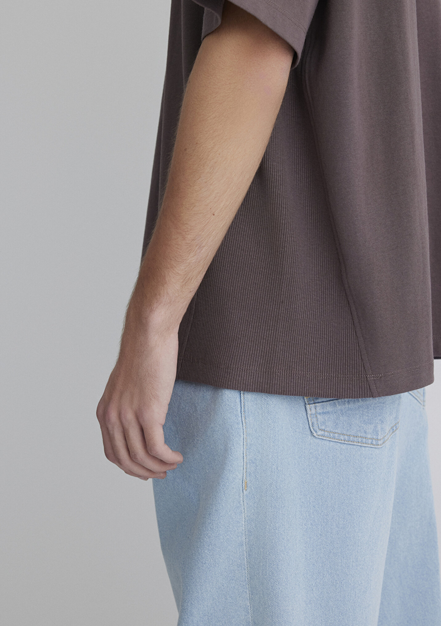 Outlet Erkek Mor Basic Tişört