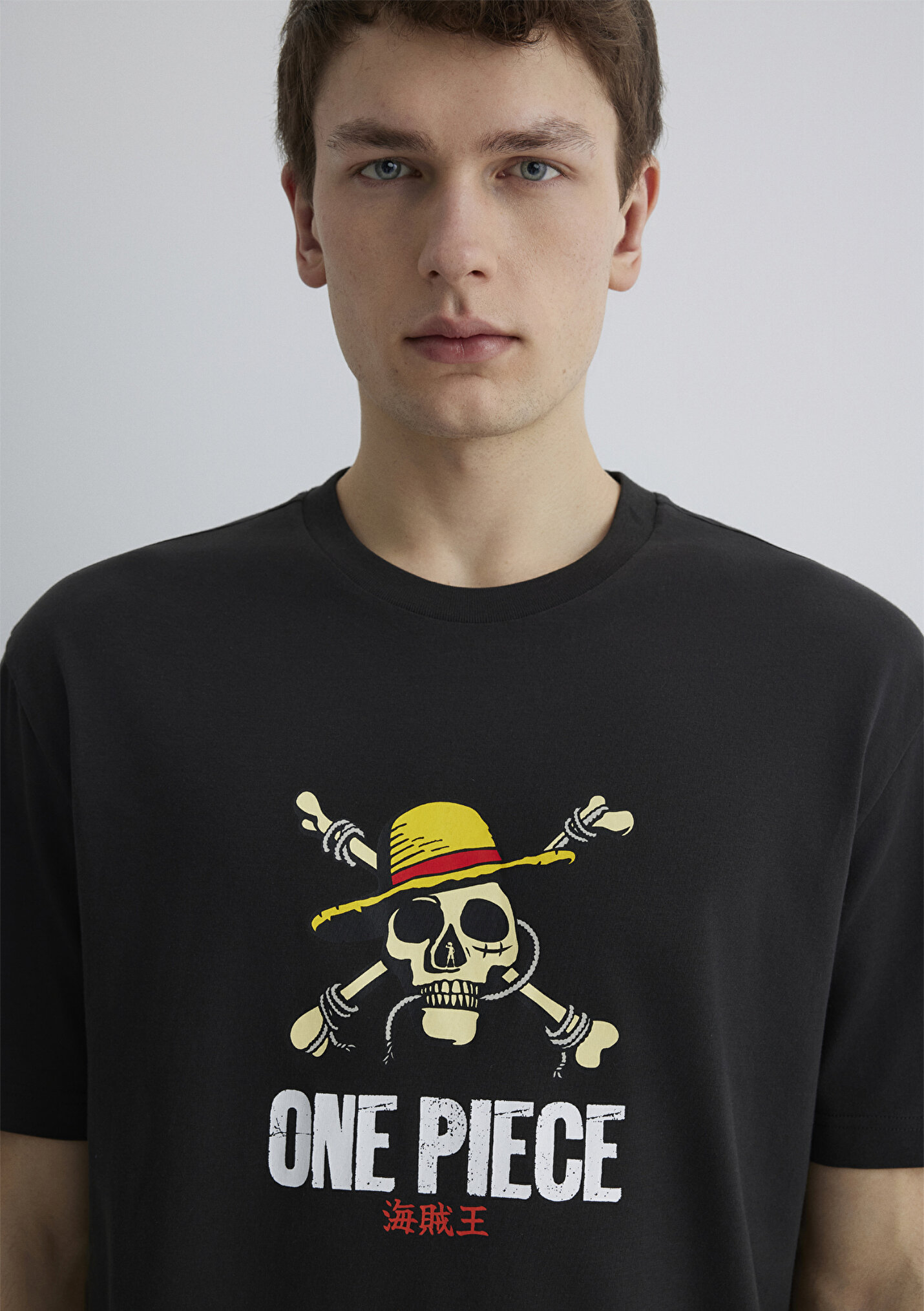 Erkek One Piece Baskılı Antrasit Tişört