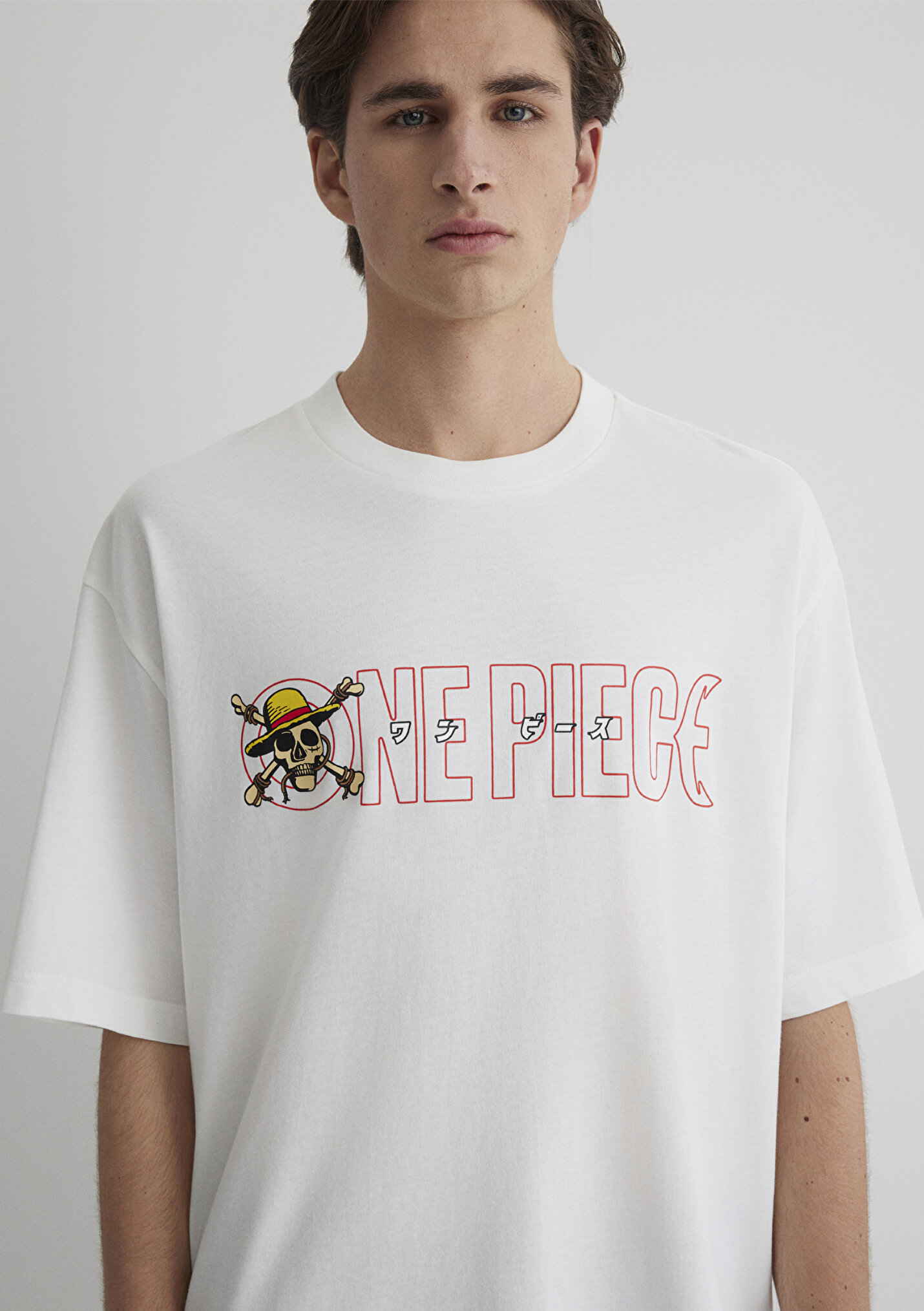 Outlet Erkek One Piece Baskılı Ekru Tişört