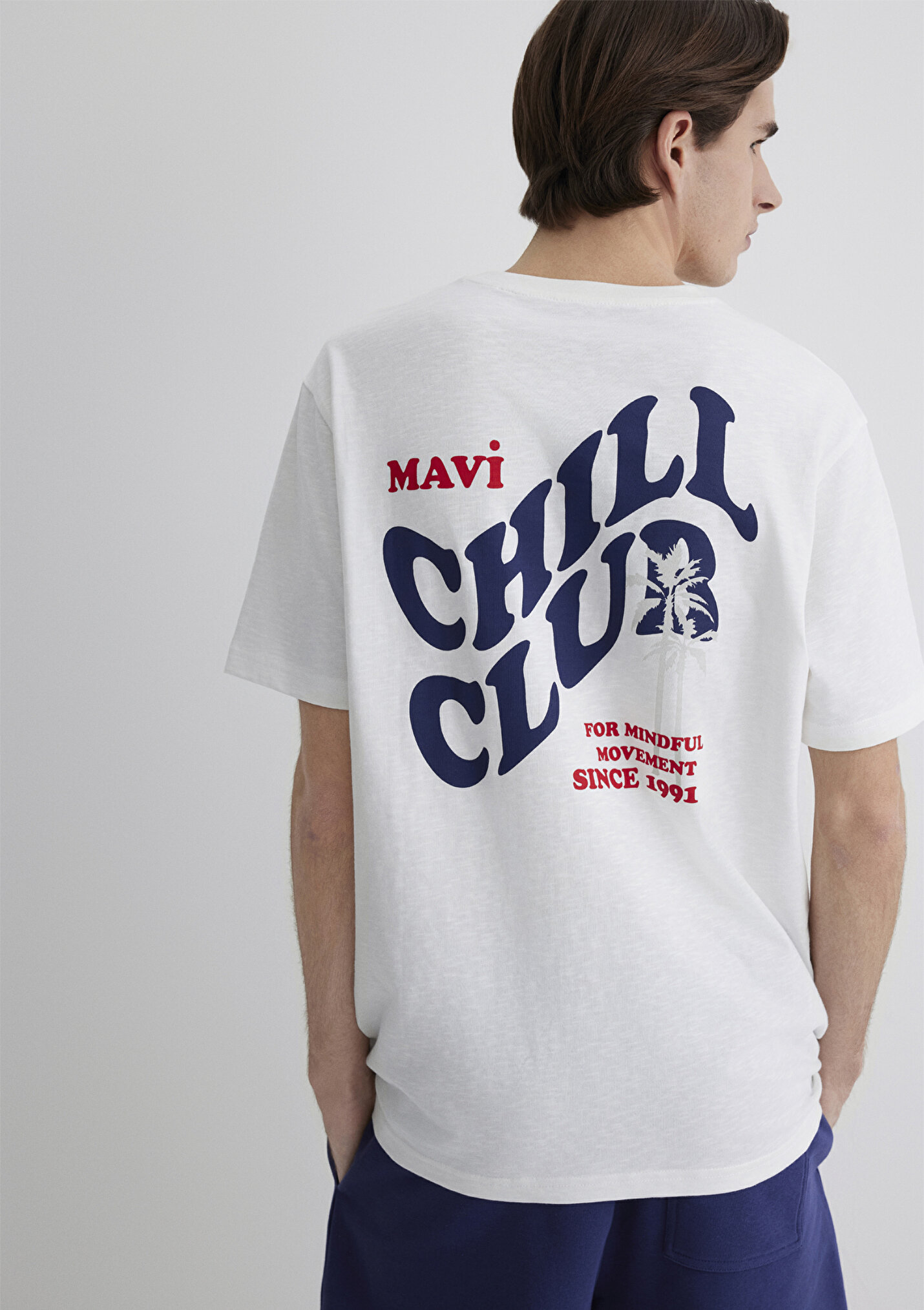 Outlet Erkek Chill Club Baskılı Ekru Tişört