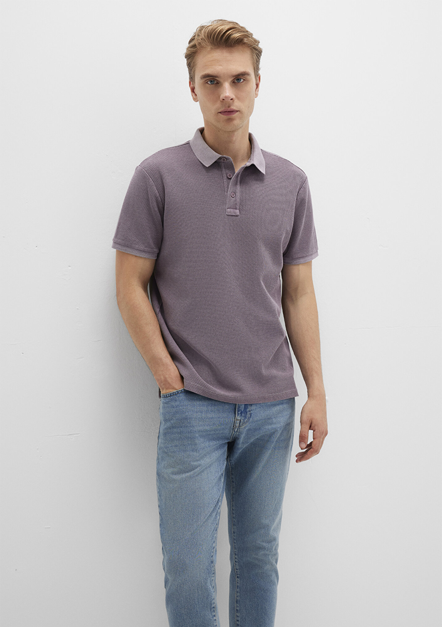 Erkek Mor Polo Tişört