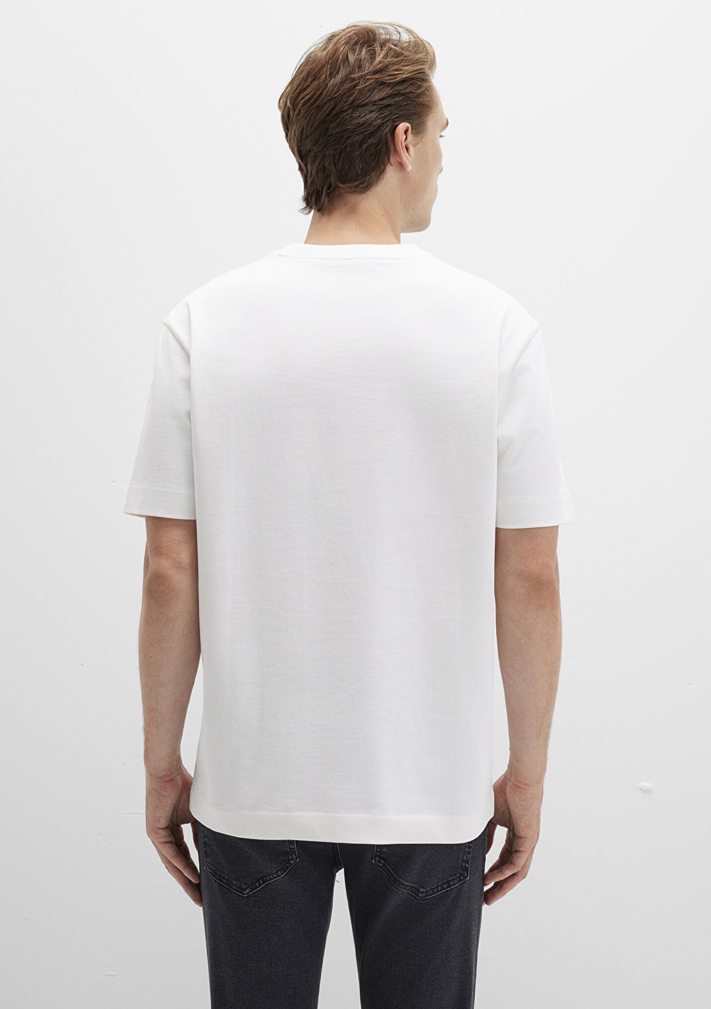 よっし」 LCW Vision Gri Bisiklet Yaka Baskılı Oversize Kadın Tişört