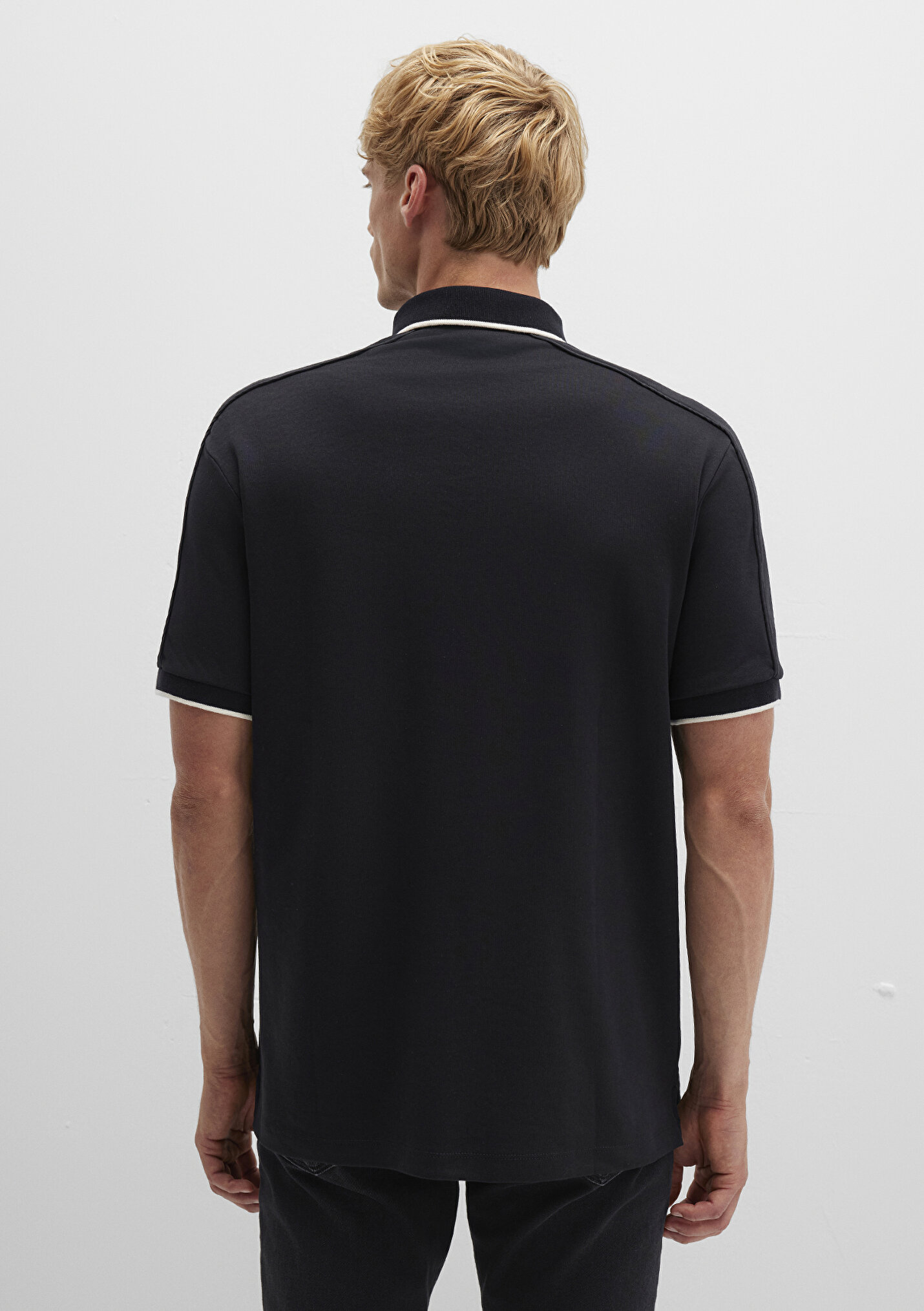 Erkek Siyah Polo İnterlok Tişört