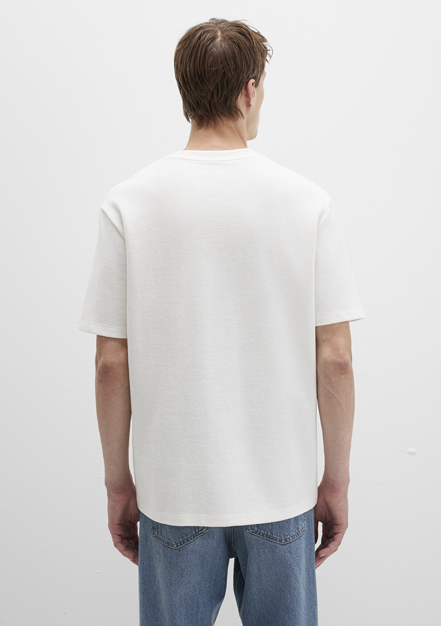 Erkek Ekru Dokulu Tişört