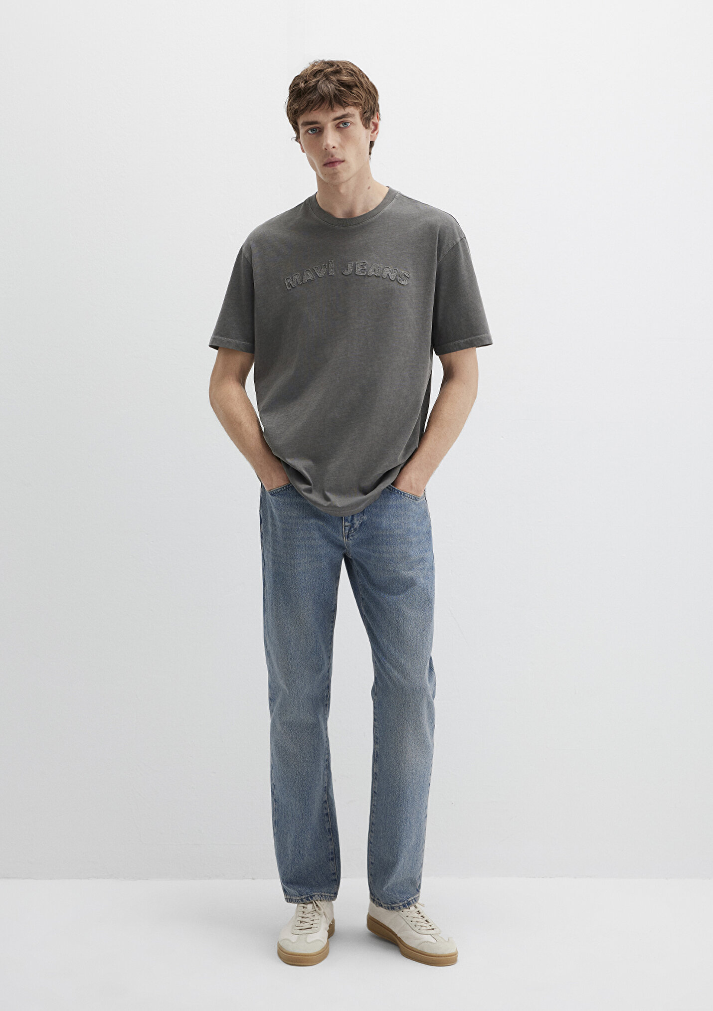 Erkek Mavi Jeans Baskılı Antrasit Tişört