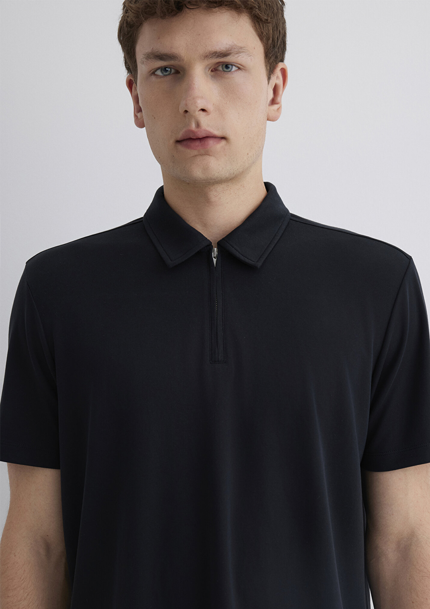 Erkek Soft-Premium Siyah (TENCEL™) Modal Karışımlı Yarı Fermuarlı