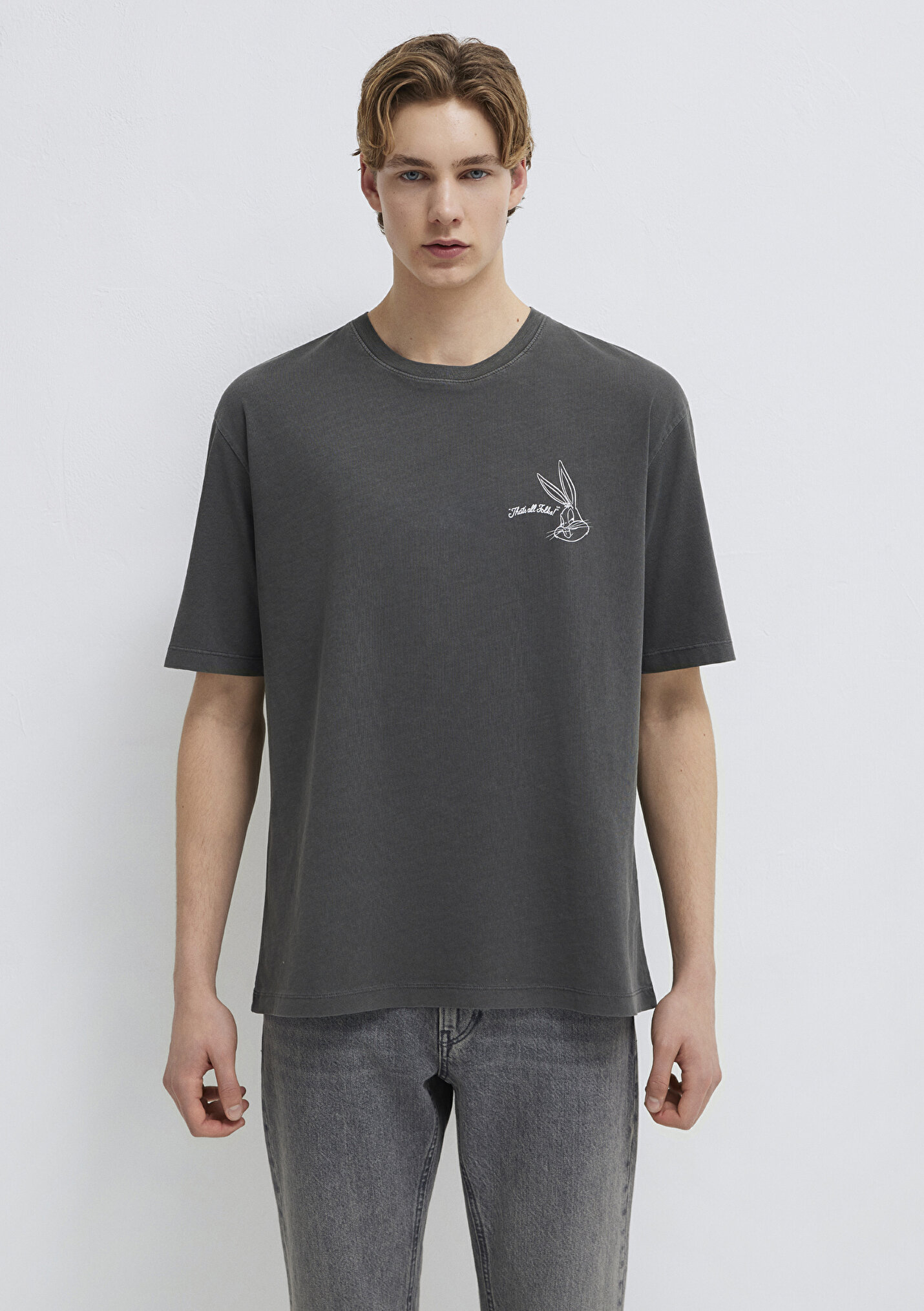 BS Rabbit 新品未使用　XXL size Erkek Bugs Bunny Baskılı Antrasit Tişört