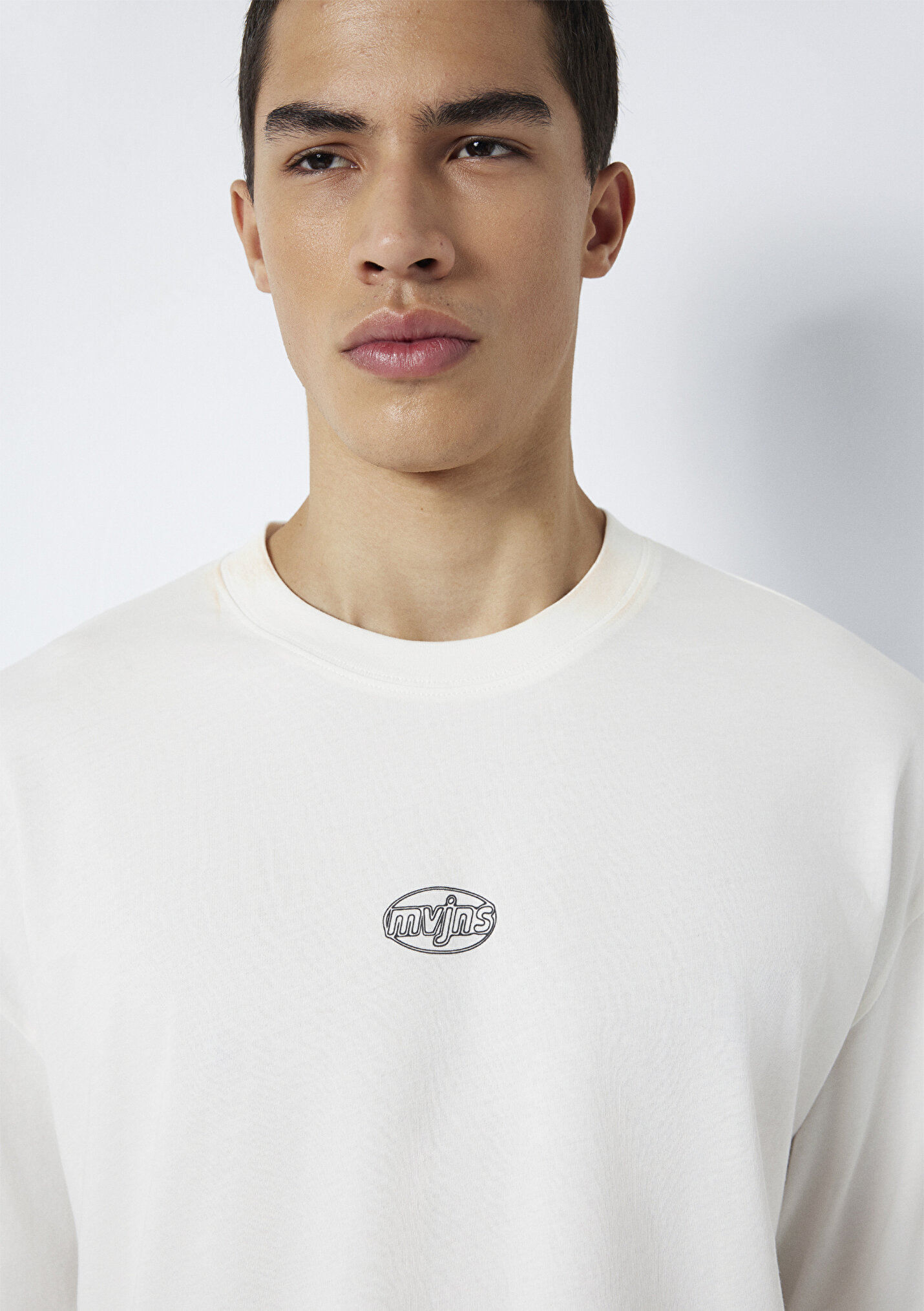 Erkek MVJNS Baskılı Ekru Tişört