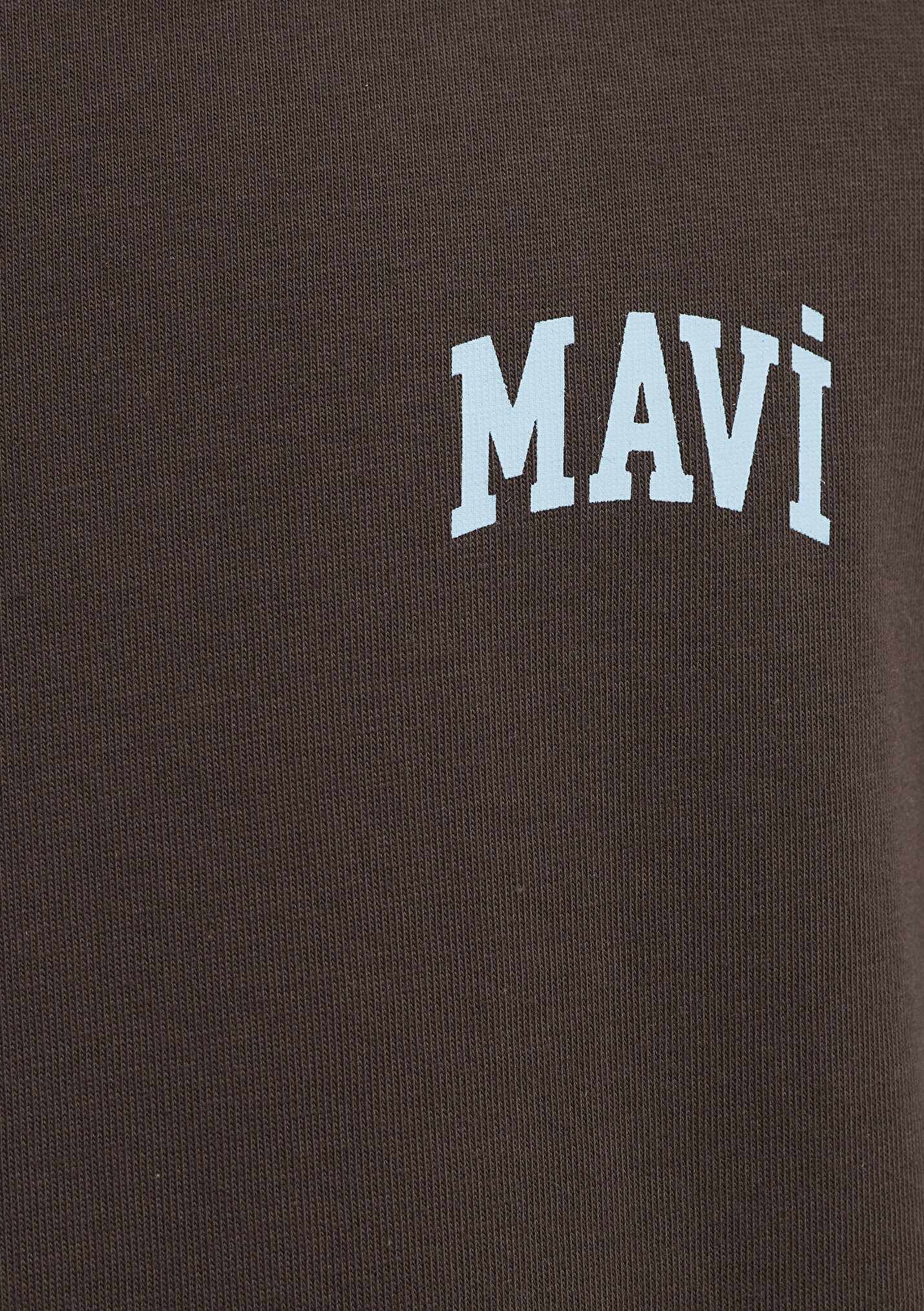 Erkek Mavi Logo Baskılı Biye Detaylı Kahverengi Tişört