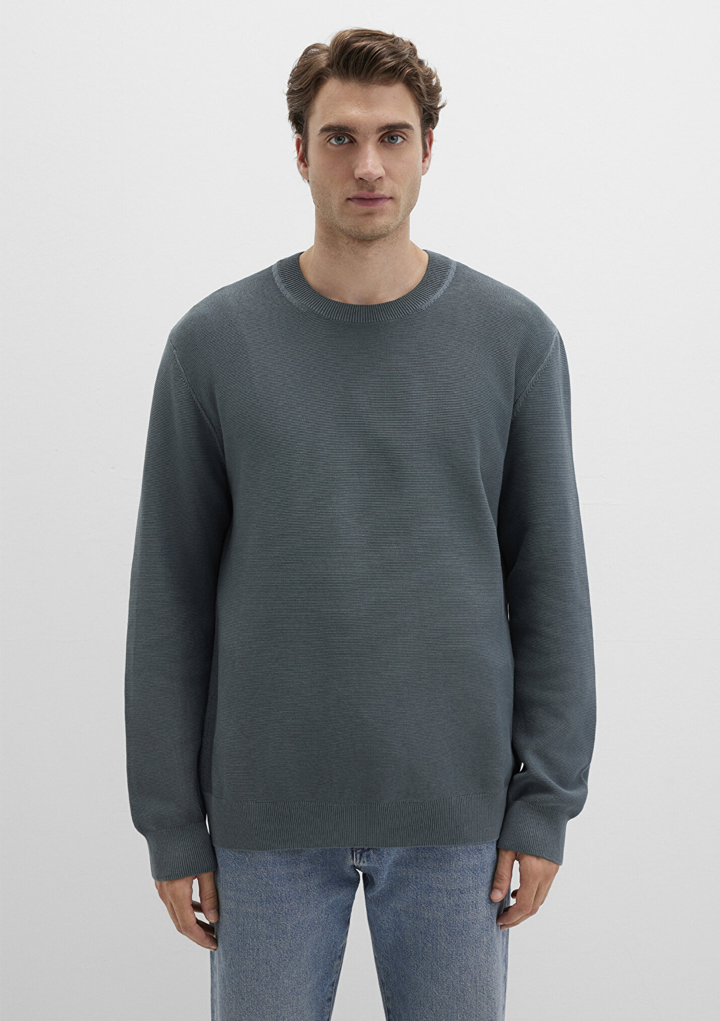 Erkek Bisiklet Yaka Yeşil Kazak