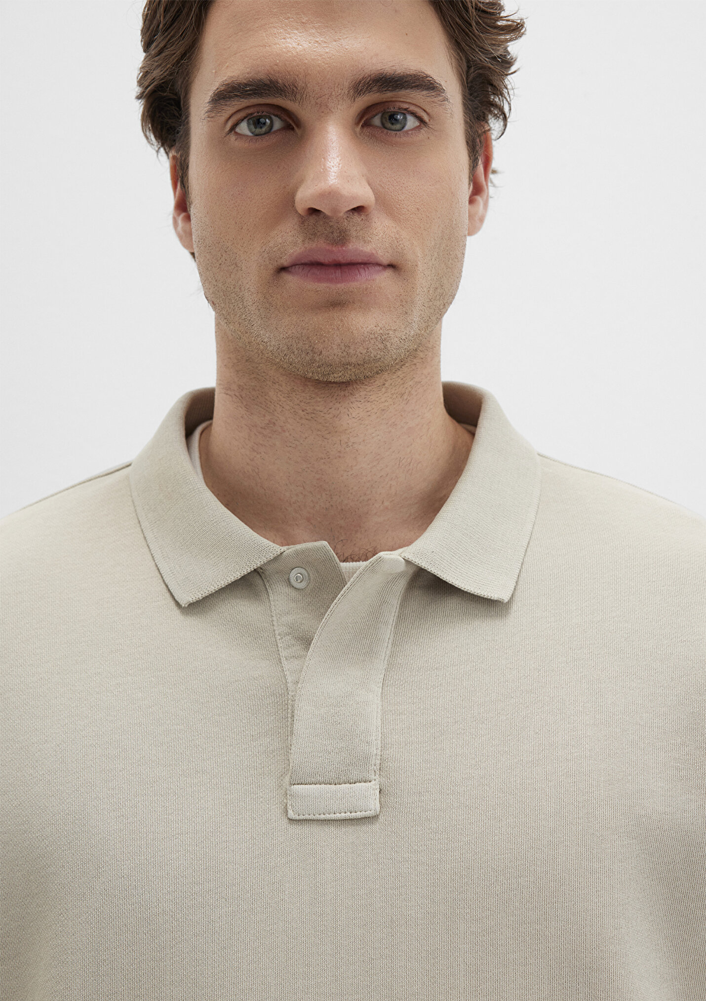 Outlet Erkek Bej Polo Sweatshirt