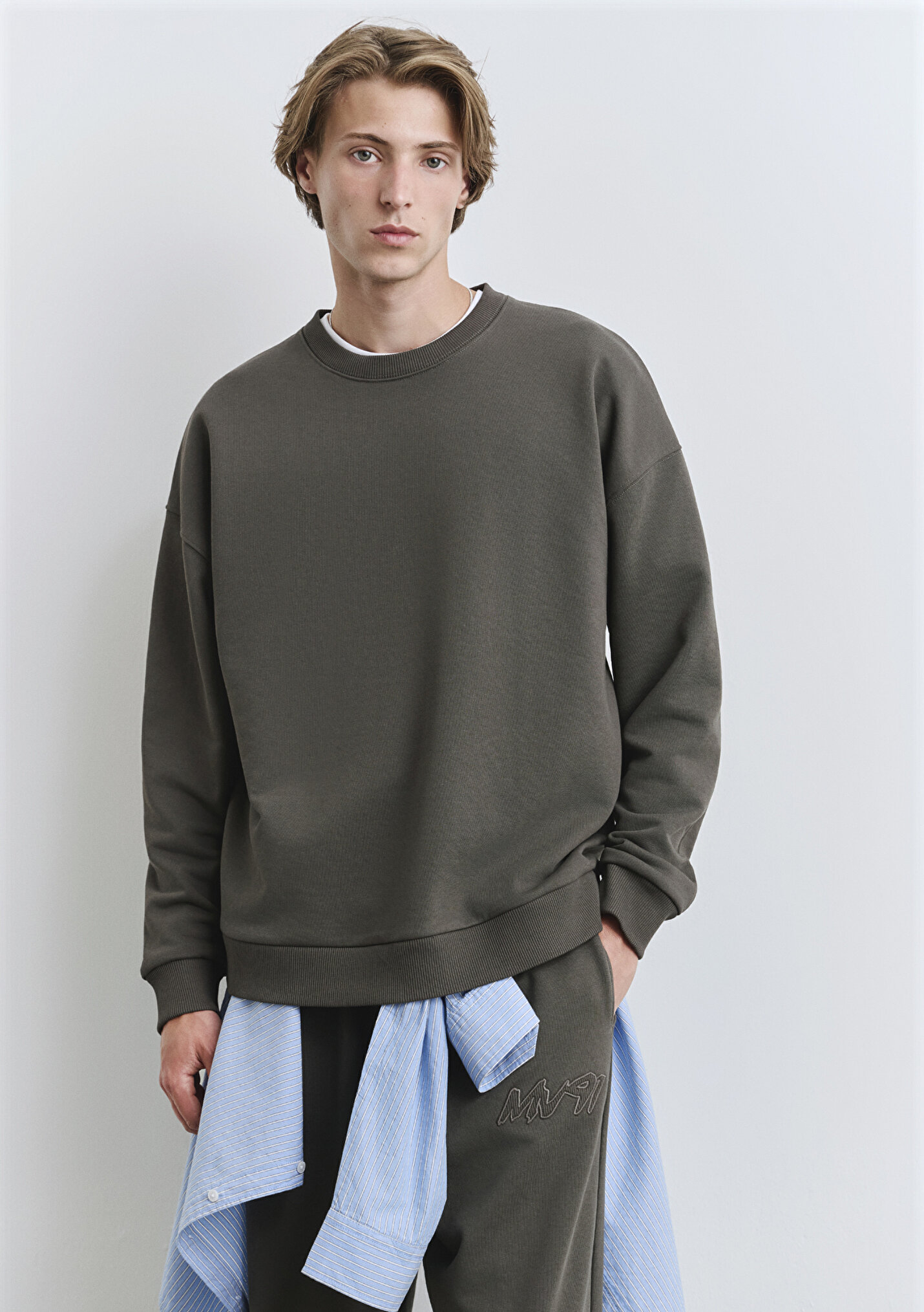 Outlet Erkek MV91 Sırt Baskılı Yeşil Sweatshirt