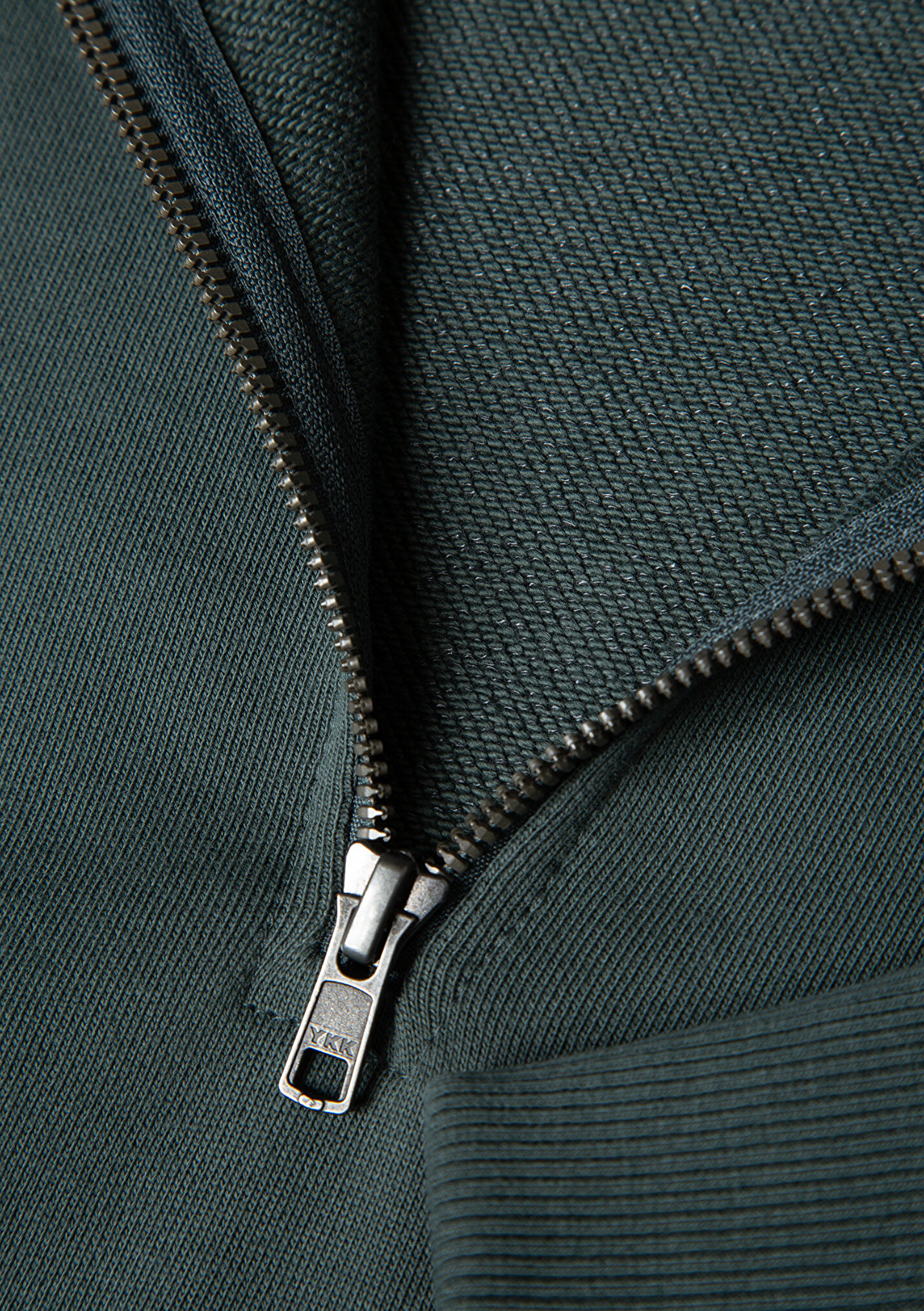 Outlet Erkek Yarı Fermuarlı Yeşil Basic Sweatshirt