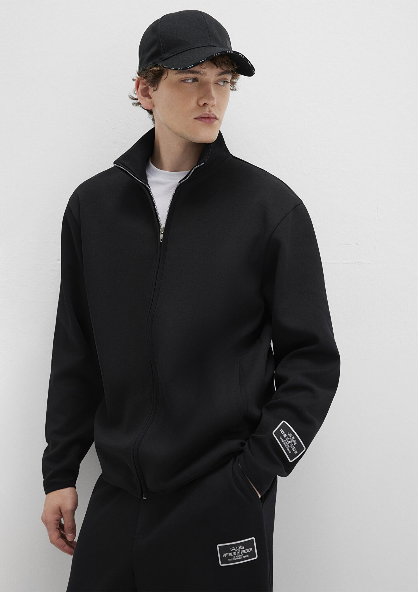 Outlet Erkek Siyah Polo İnterlok Sweatshirt