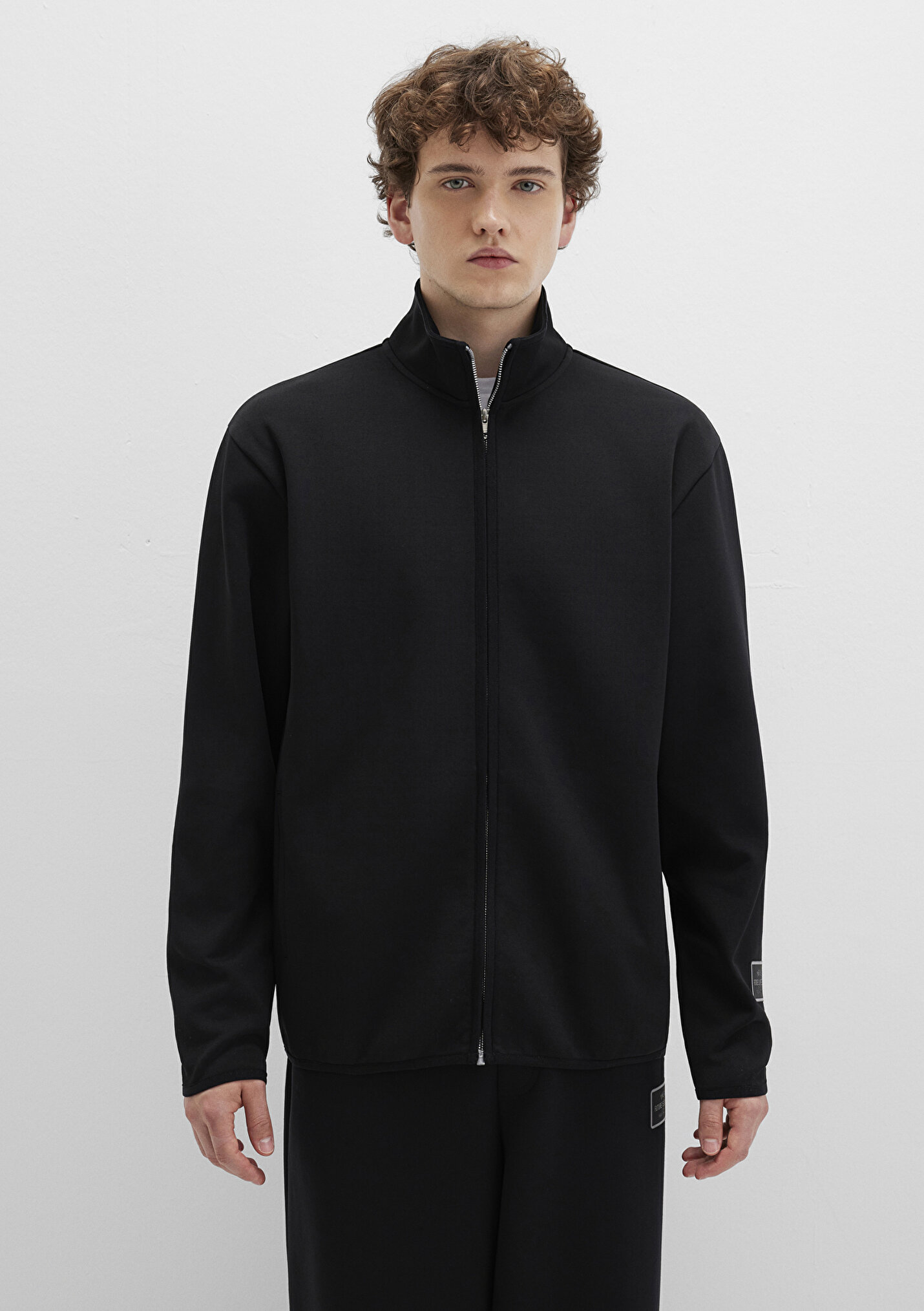 Outlet Erkek Siyah Polo İnterlok Sweatshirt
