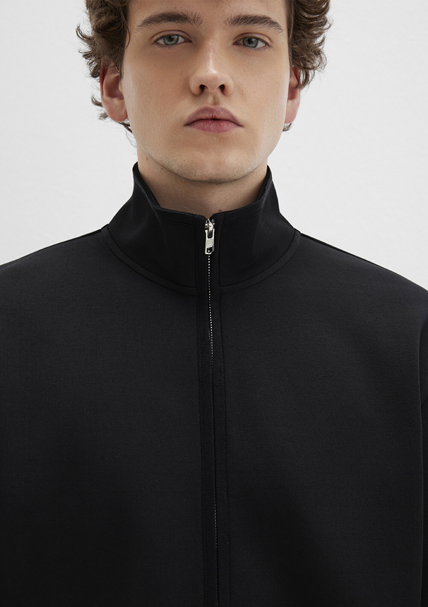 Outlet Erkek Siyah Polo İnterlok Sweatshirt
