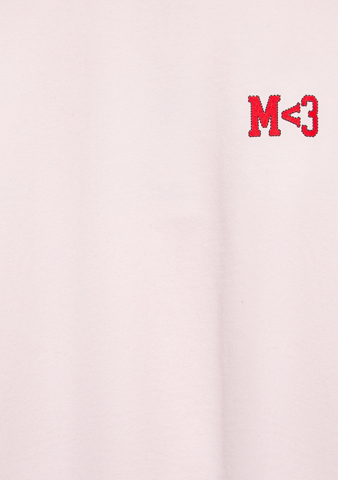 Erkek M Kalp İşlemeli Bisiklet Yaka Pembe Sweatshirt