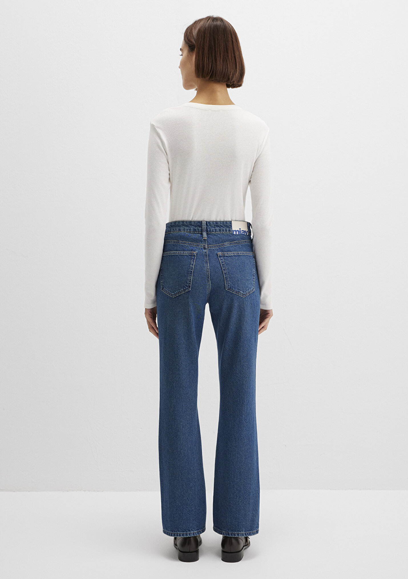 Outlet Kadın Miav Jeans 90lar Gölgeli Koyu Mavi Jean Pantolon