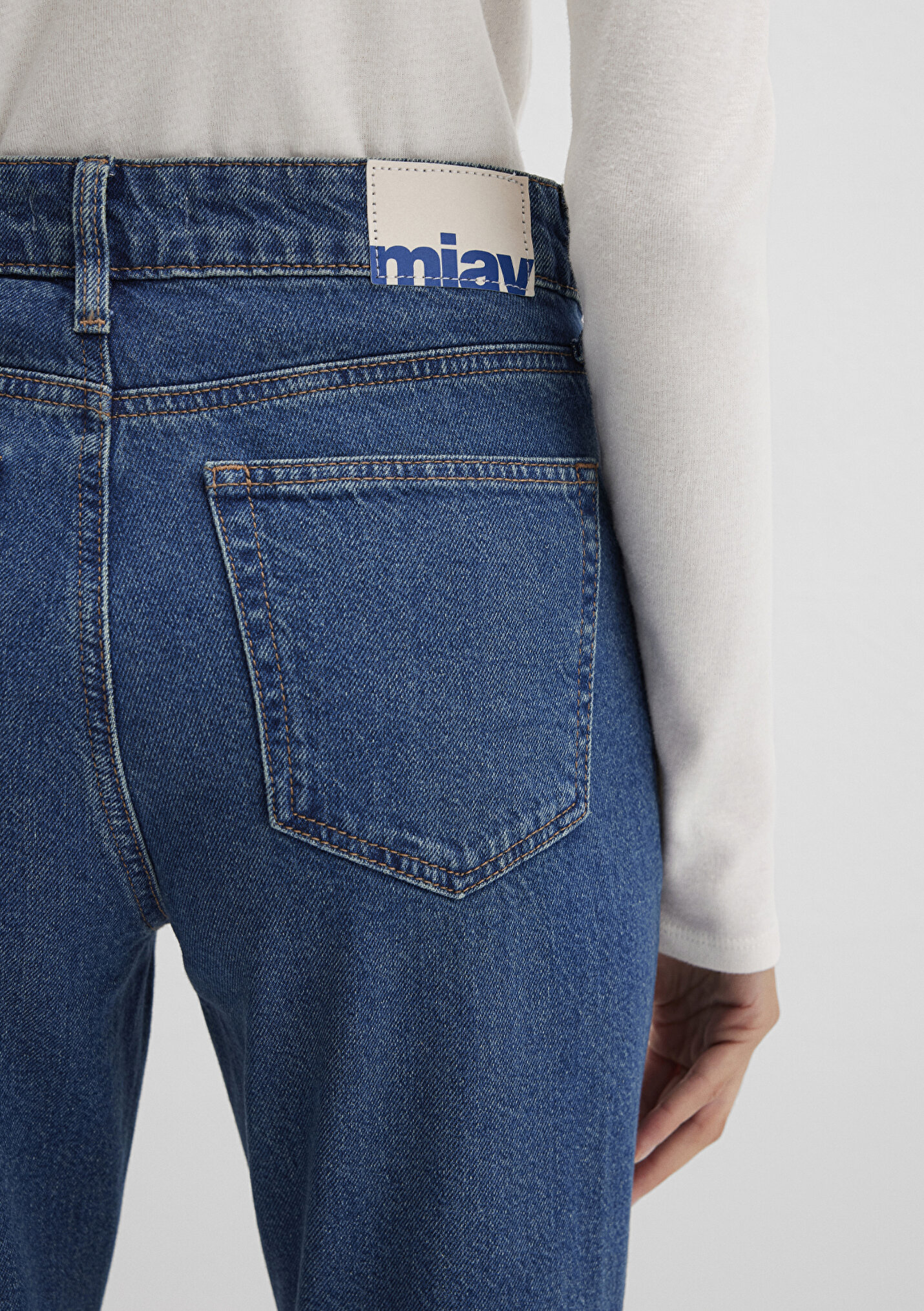 Outlet Kadın Miav Jeans 90lar Gölgeli Koyu Mavi Jean Pantolon