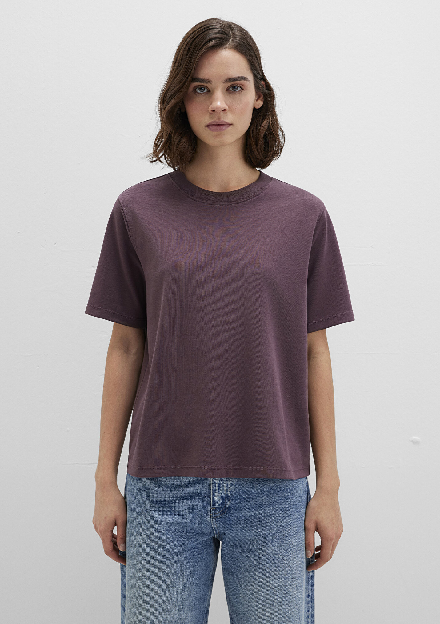 Miei T　0206 Kadın Mor Basic İnterlok Tişört