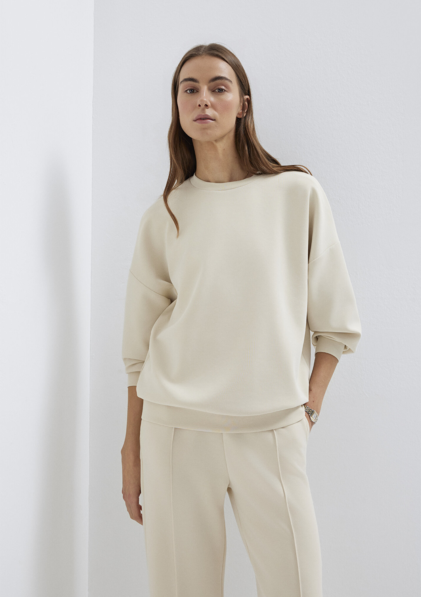 Kadın Lux Touch (TENCEL™) Modal Ekru Sweatshirt