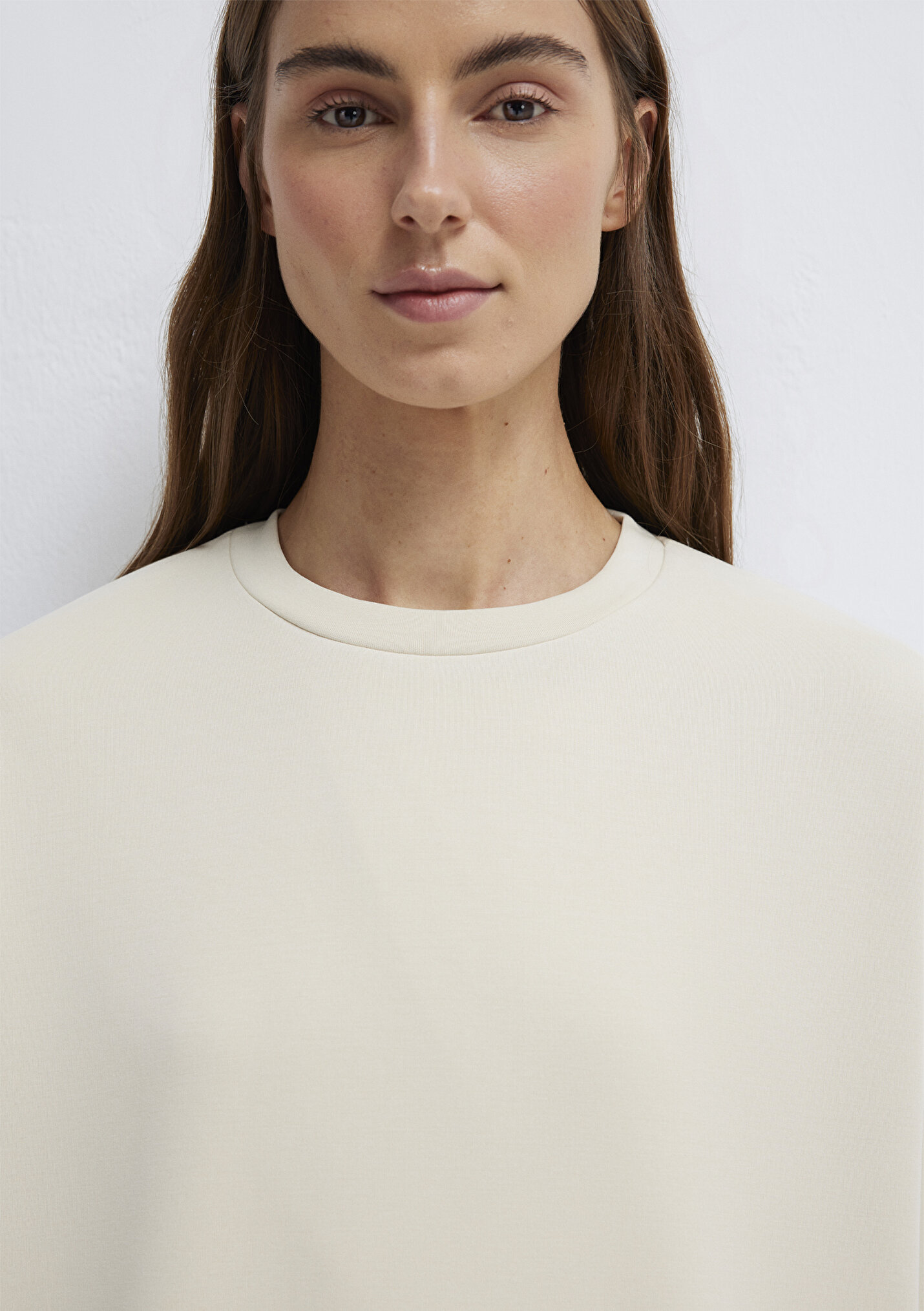 Kadın Soft-Premium Ekru (TENCEL™) Modal Karışımlı Sweatshirt