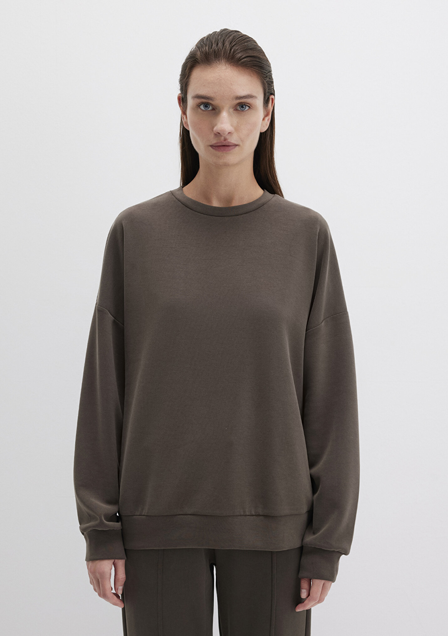 ima007様 Kadın Lux Touch TENCEL TM Modal Kahverengi Sweatshirt