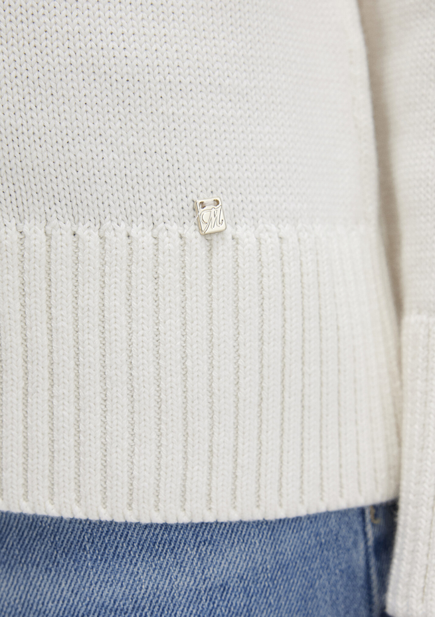 Kadın İpek Karışımlı Bisiklet Yaka Ekru Kazak