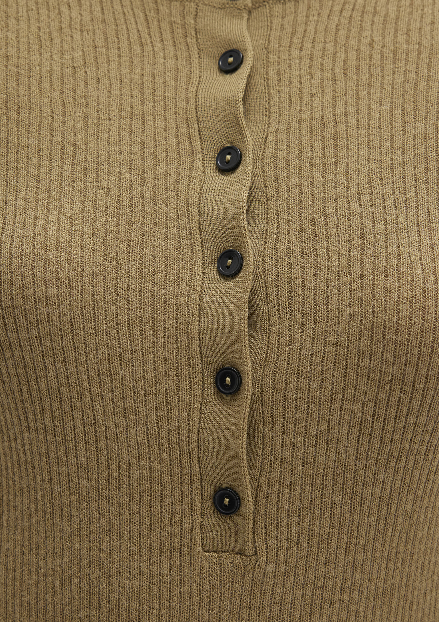 Kadın Yün Karışımlı Düğme Detaylı Yeşil Kazak