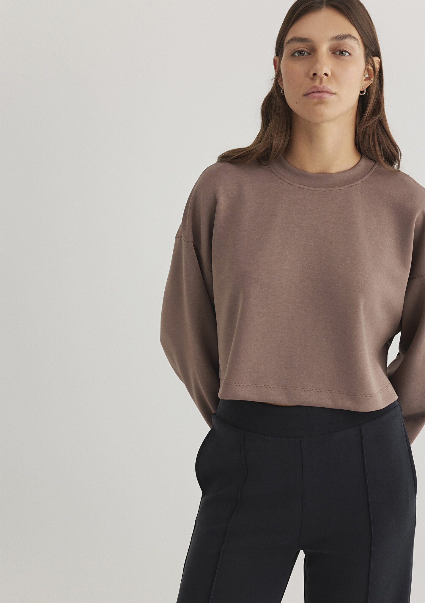 Outlet Kadın Sporty Lux Kahverengi TENCEL TM Modal Sweatshirt