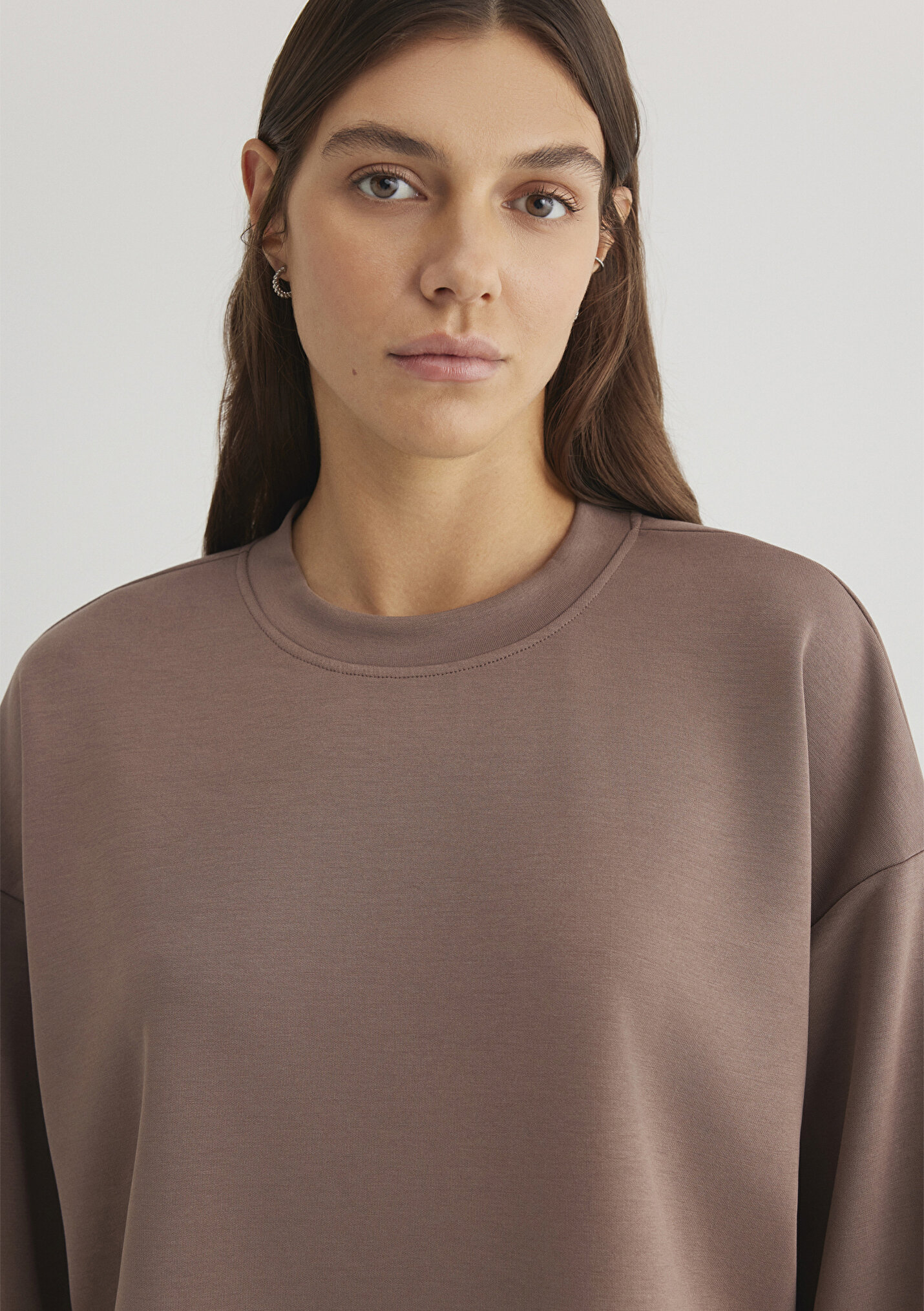 Outlet Kadın Sporty Lux Kahverengi TENCEL TM Modal Sweatshirt