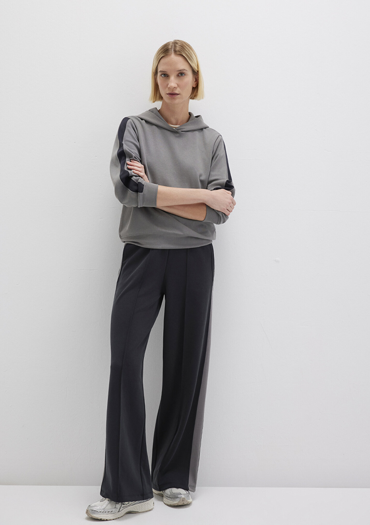 Fear of god 7th コットンスカーフ グレー Outlet Kadın Şerit Detaylı Kapüşonlu (TENCEL™) Modal Karışımlı Gri