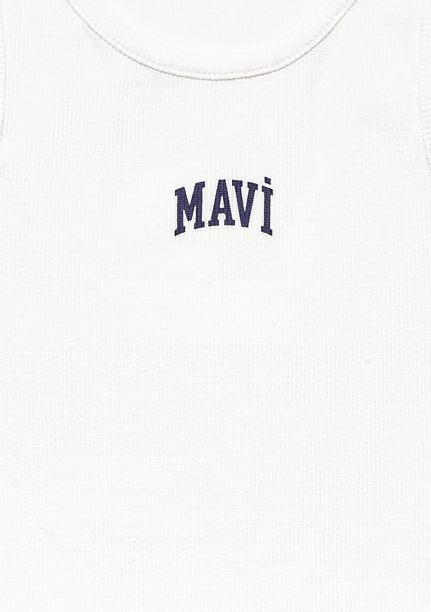 Kız Çocuk Mavi Logo Baskılı Ekru Atlet
