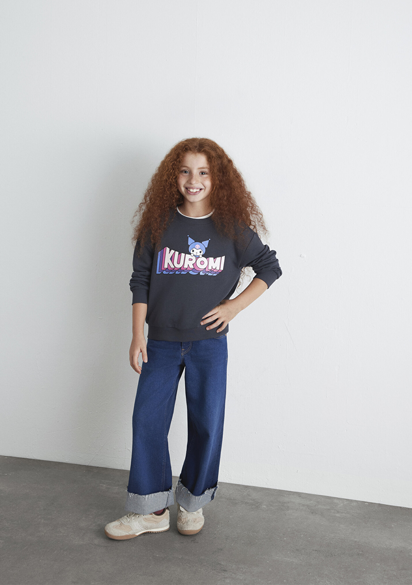 Outlet Kız Çocuk Kuromi Baskılı Antrasit Sweatshirt