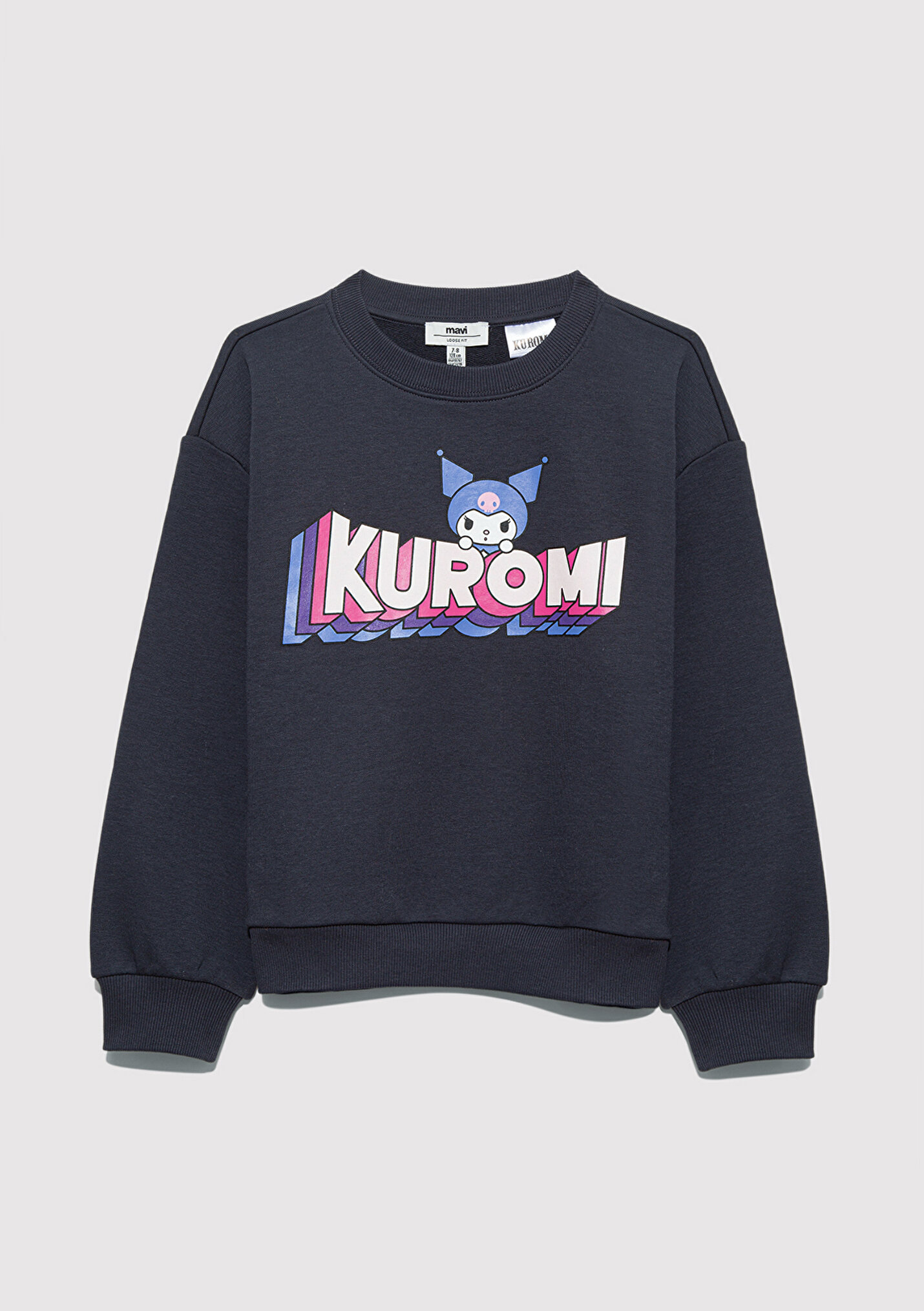 Kız Çocuk Kuromi Baskılı Antrasit Sweatshirt
