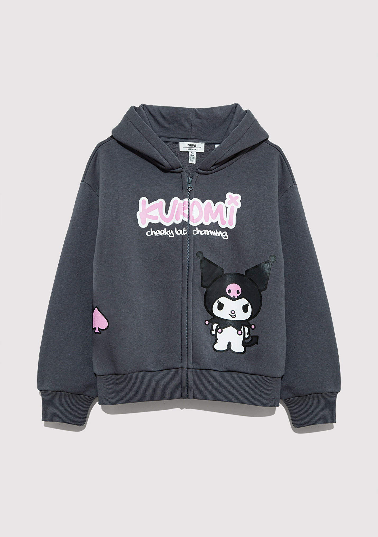 Kız Çocuk Kuromi Baskılı Fermuarlı Sweatshirt
