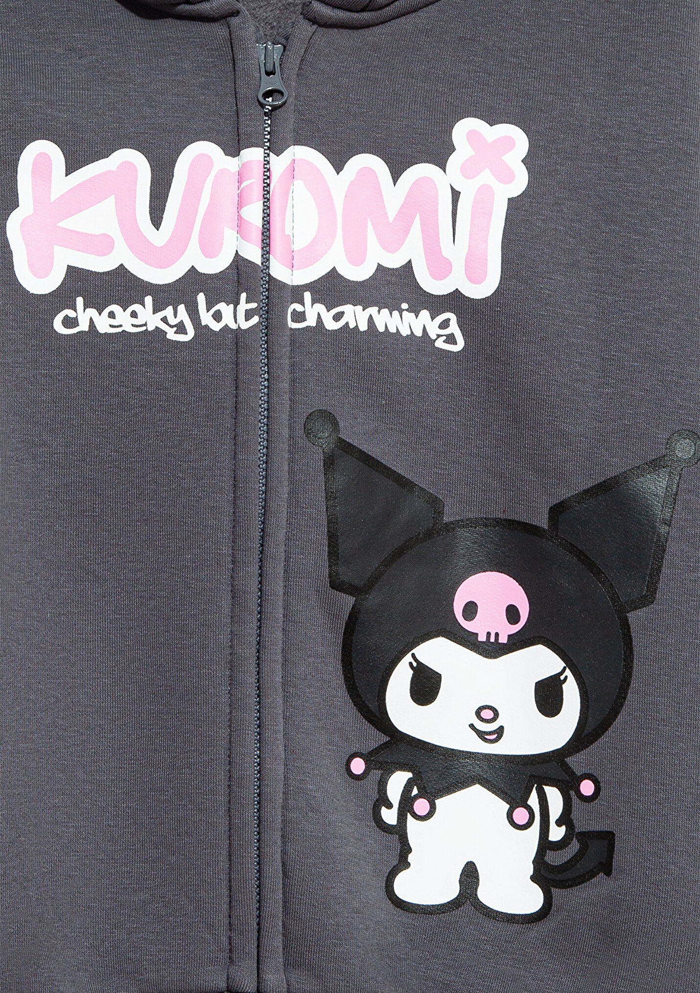Kız Çocuk Kuromi Baskılı Fermuarlı Sweatshirt