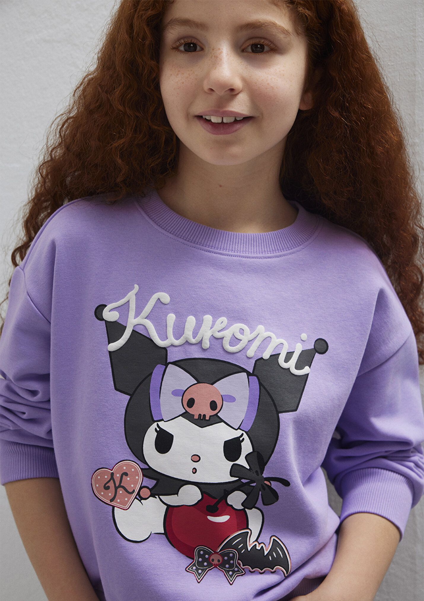 Kız Çocuk Kuromi Baskılı Mor Sweatshirt