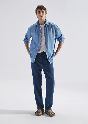 Andros Mavi Edition Indigo Mavisi Keten Karışımlı Jean Pantolon